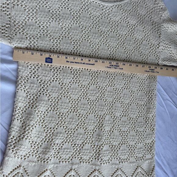 Adrian Jordan 1X Cream Vintage Sweater Knit‎ Handmade Open Stitch loose fit 90s - Picture 5 of 9